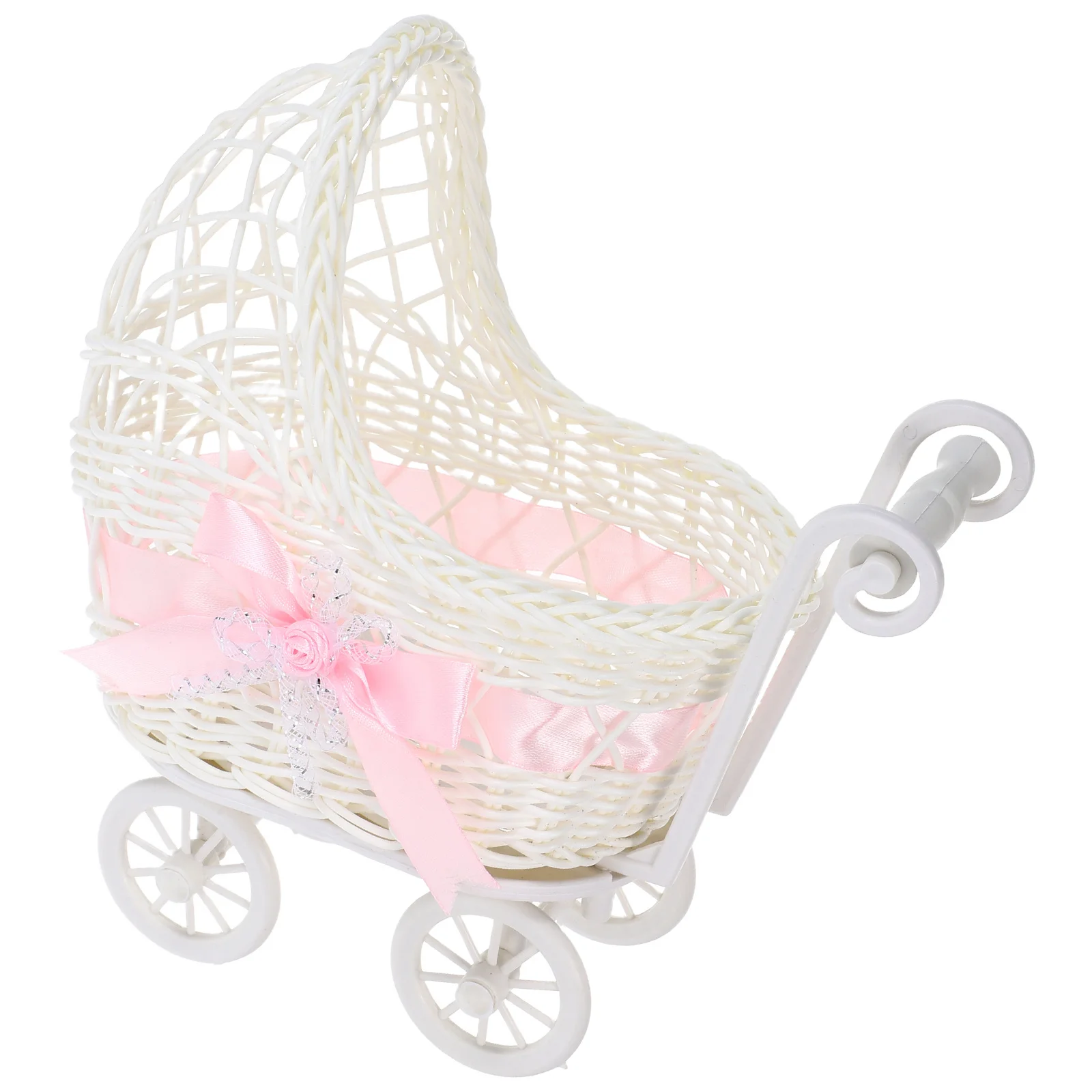 

Mini Rattan Trolley Basket Decor Woven Candy Storage Holder For Wedding Party Favor Centerpiece Shower Snack