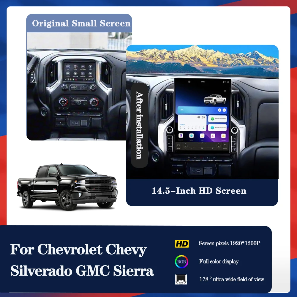 16.2 Android 15 Car Radio for GMC Sierra Denali Silverado 2019-2023 Carplay Car Radio GPS Navigation Multimedia