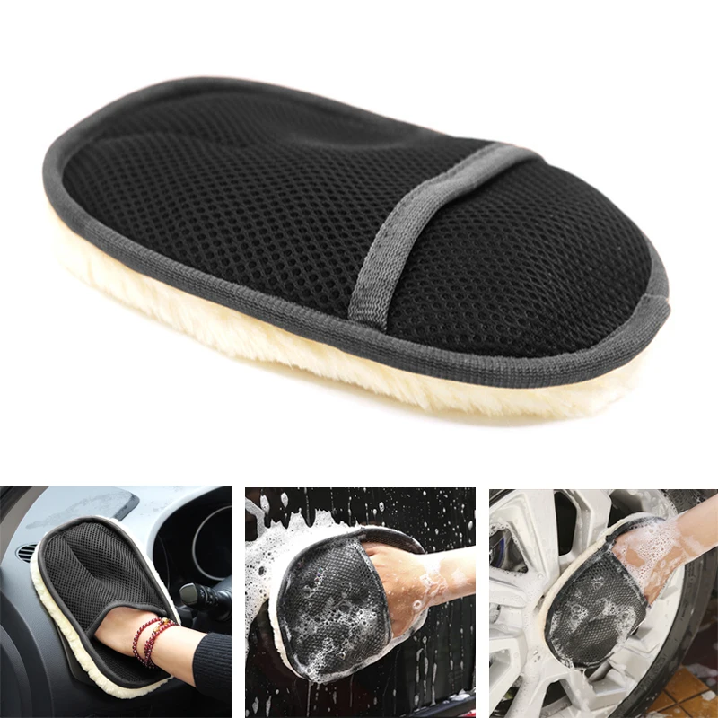 1 pcs Car styling wool soft car wash gloves cleaning brush motorcycle washer care products car maintenance cleaning brush tool