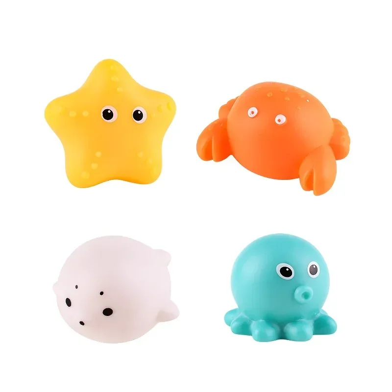 Juguete de baño para bebé, animales bonitos, natación, agua, luz LED, flotador, juguetes luminosos de inducción, goma suave, juguetes para niños, regalos divertidos