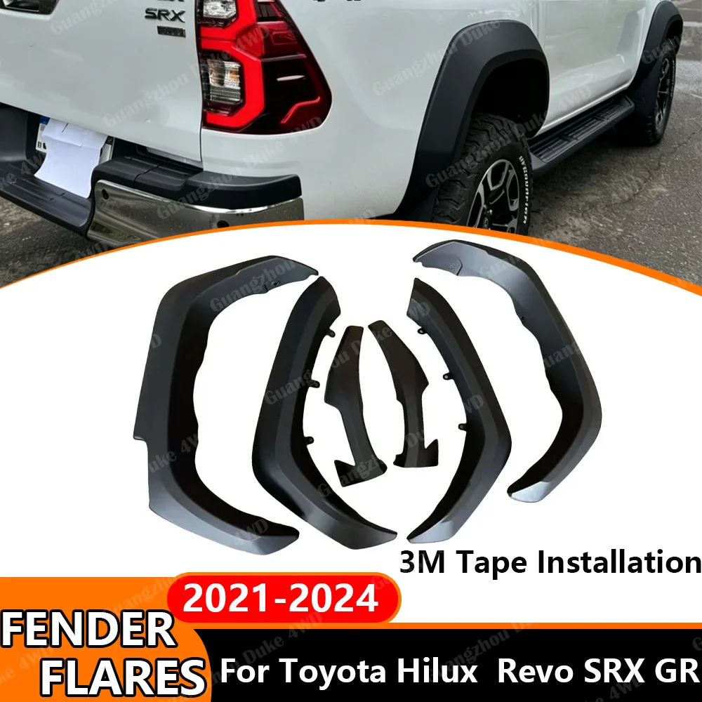 Guardabarros para Toyota Hilux Revo SRX GR 2021-2024, molduras de guardabarros para camioneta, estilo de bolsillo, accesorios exteriores