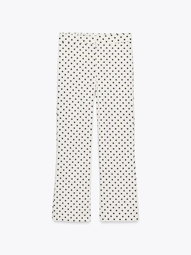 خريف 2025 جديد المرأة عالية الخصر البولكا نقطة متوهج السراويل مستقيم قطع Faionable العرقية ارتداء المرحلة زي السيدات الجينز #4