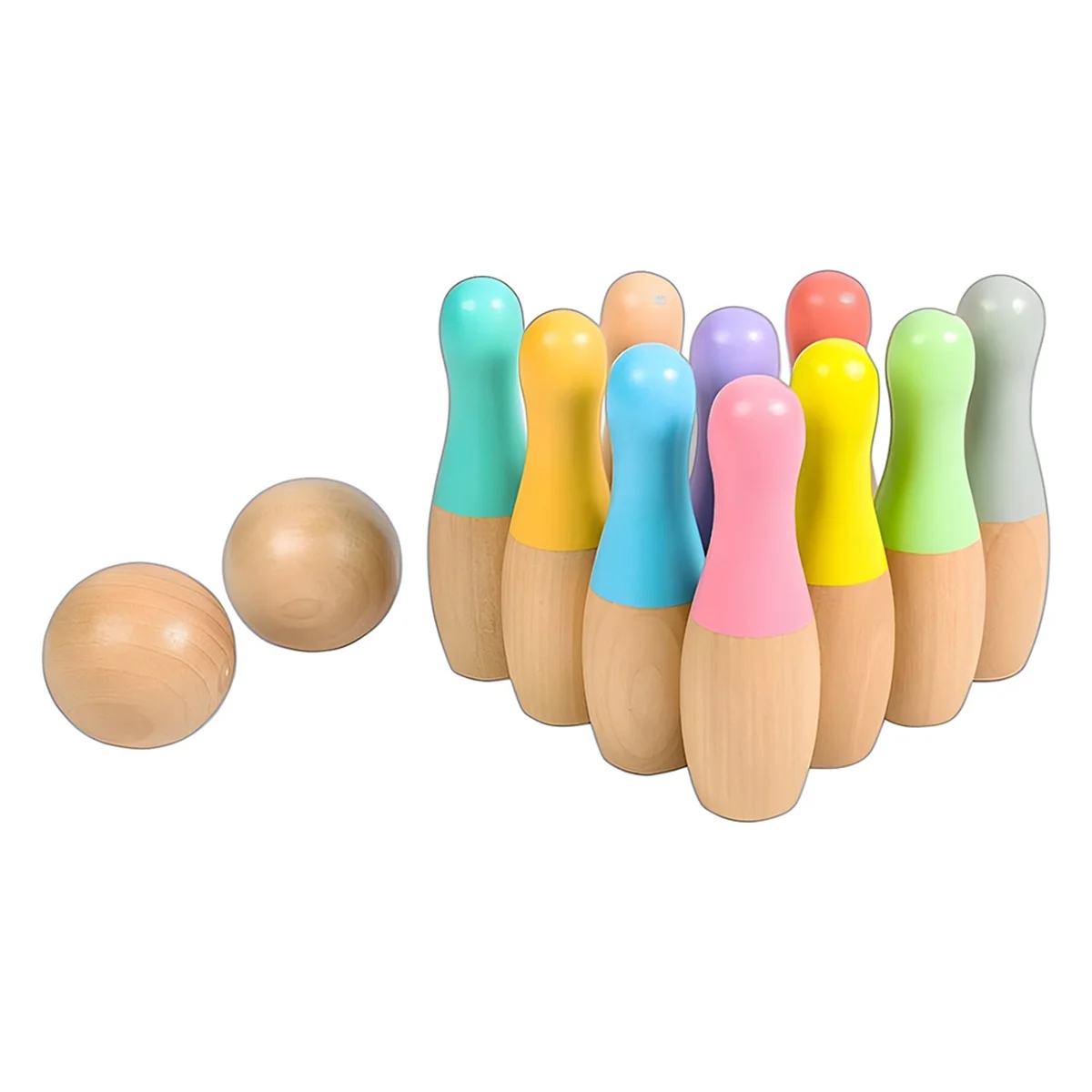 Wooden Bowling Toy Fine Workmanship Safe Use Wooden Kids Indoor Outdoor Bowling Toys Kids Bowling Set Interactive Toy