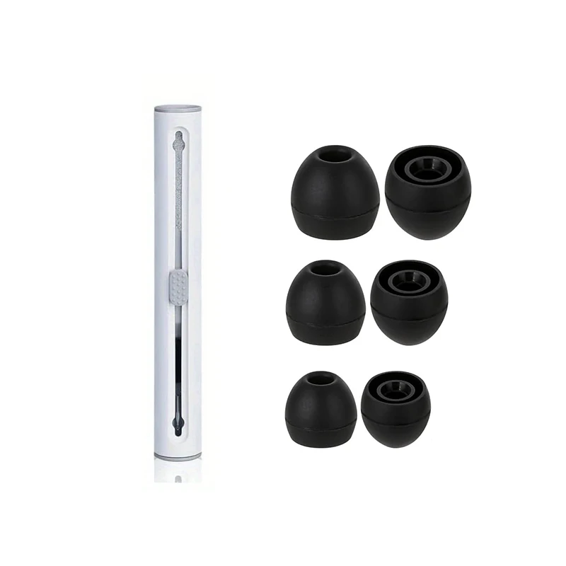 Silicone Earbud Replacement Tips S/M/L, Includes Dual-Head Cleaning Pen , Soft Ear Gels & Cushions for In-Ear Headphones