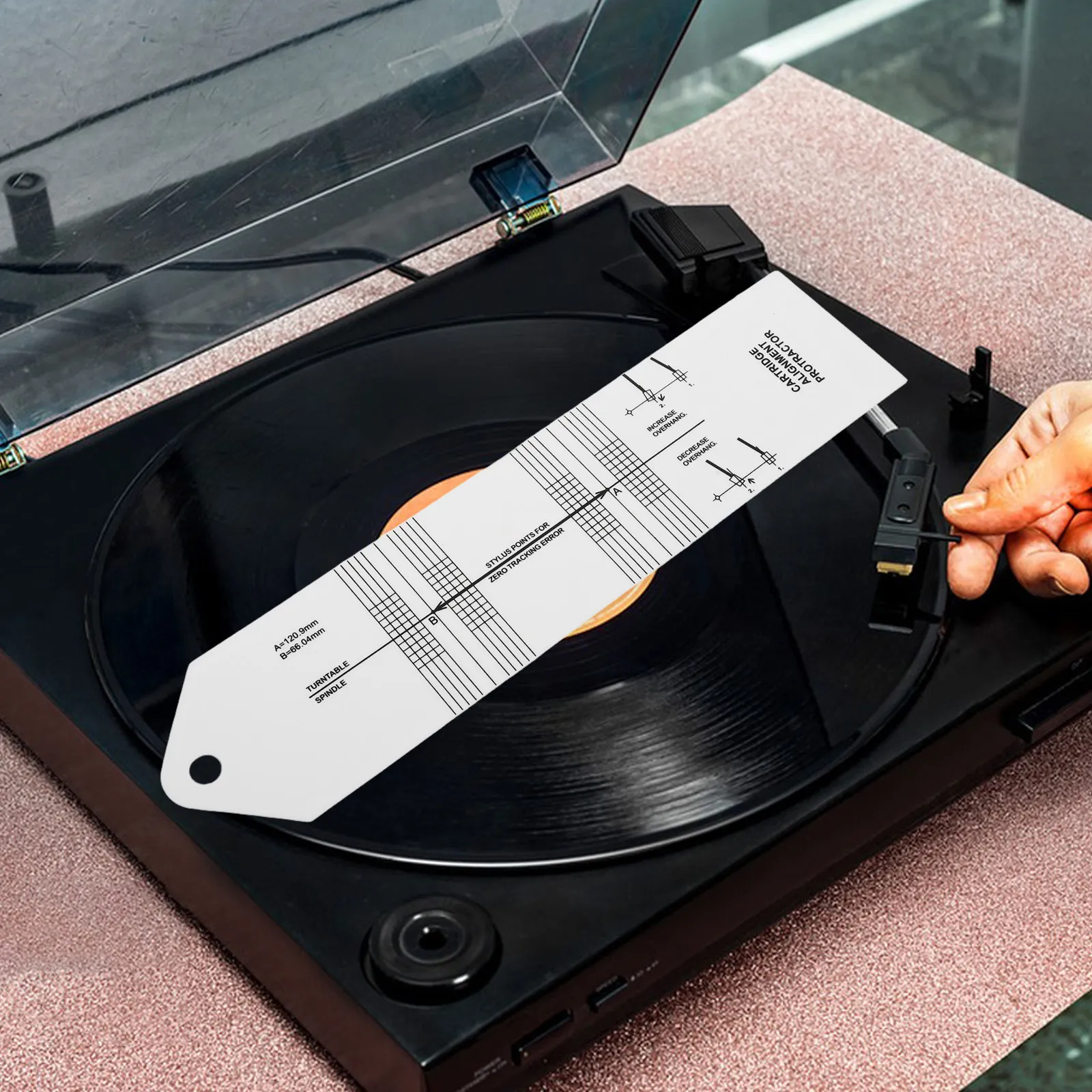 Turntable Protractor for Phono Cartridge Alignment Vinyl Record Calibration Tool Multifunctional Tonearm Overhang and Stylus
