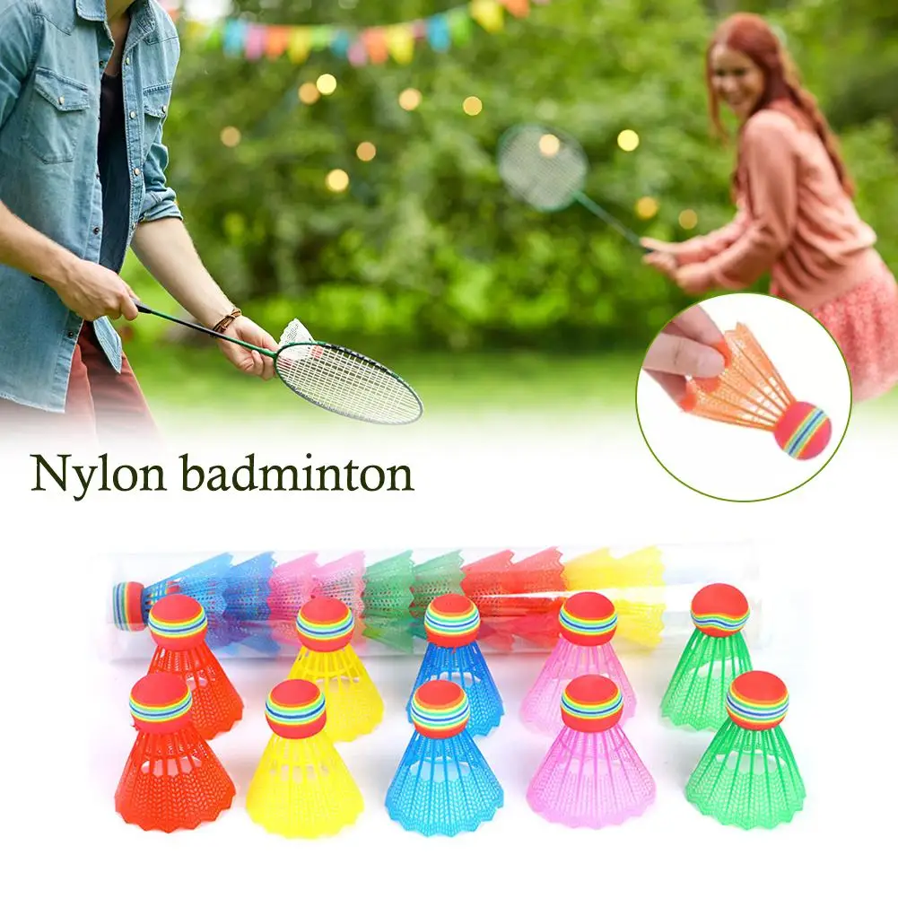 12 Pcs Badminton Eva Rainbow Ball Nylon Badminton Feathers For Game Sport Entertainment Random Color O3o6