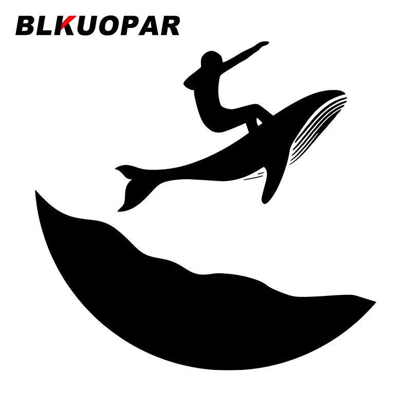 BLKUOPAR Whale Surfing Car Stickers Funny Animal Decal Scratch-Proof DIY Die Cut Windshield Caravan Car Accessories