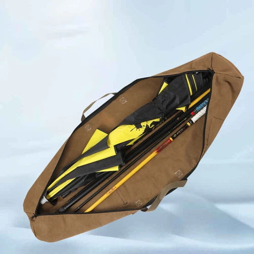 Imagen 2 del producto Caña de pescar de gran capacidad, herramientas de señuelo, almacenamiento, bolso impermeable, bolso de lona plegable para caña de pescar al aire libre, bolso de hombro