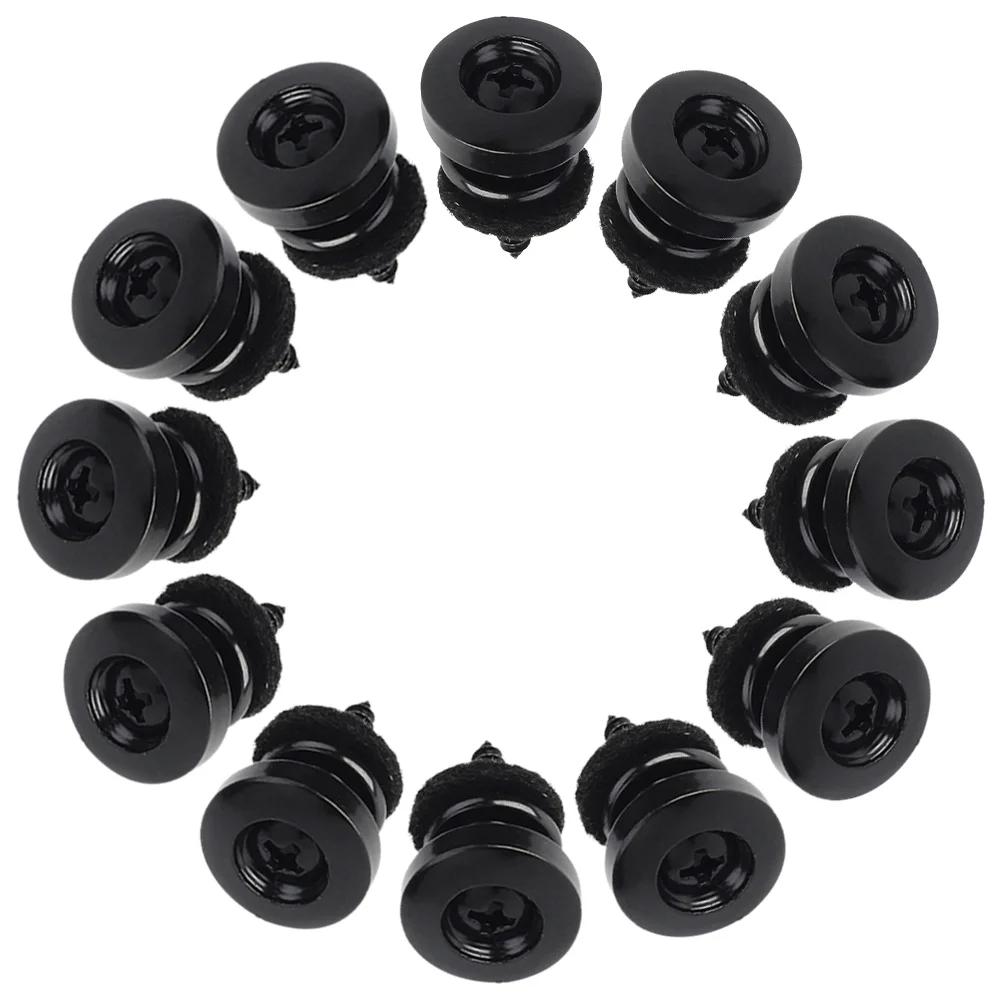 

12pcs Electric Guitar Bass Strap Buttons Locks Black Studs Pins Acoustic Reliable Longlasting Versatile Easy Installation Stable