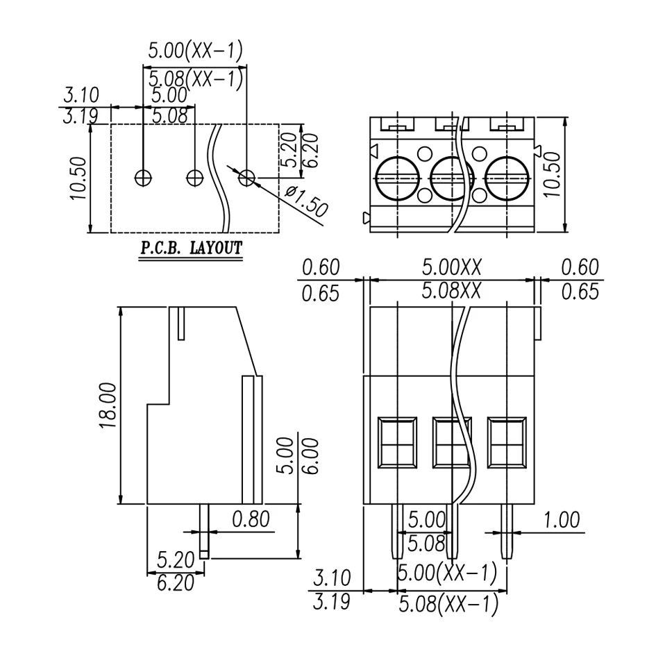 50pcs/100pcs 5.0mm/508mm screw terminal block connector DG129-5.08mm MKDS2.5/-5.08 KF129