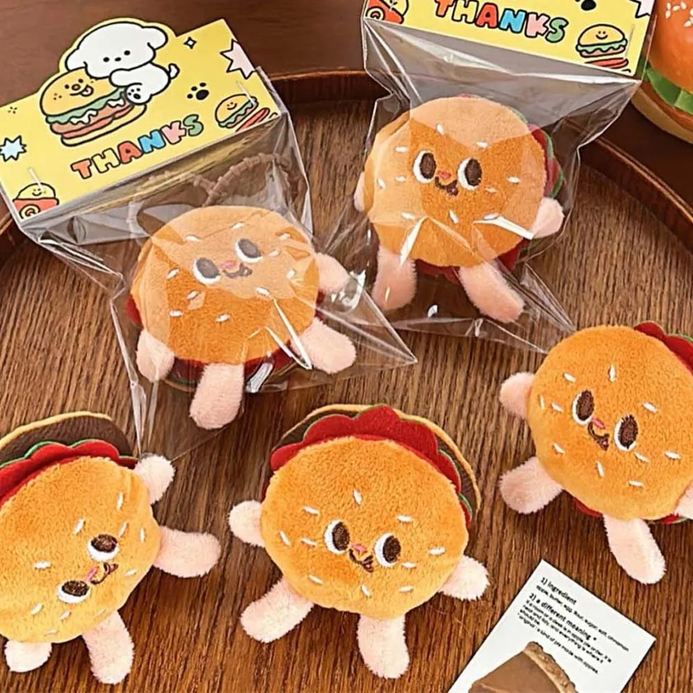 Cartoon Fast Food Plush Hamburger Pendant Plush Toy Decoration Plush Hamburger Brooch Bag Ornament Soft Stuffed