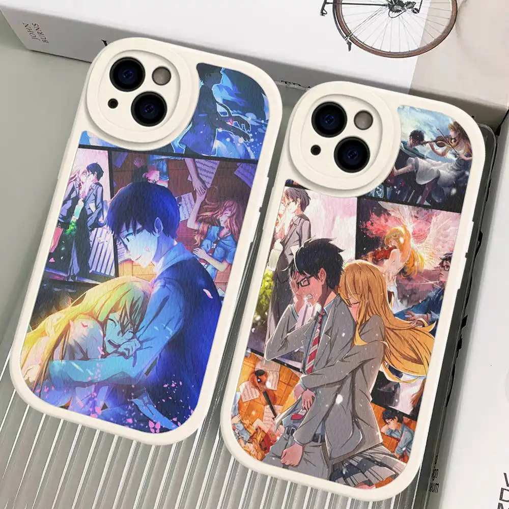 Amine Y-Your Lie In Aprils Phone Case For iPhone 16 15 14 13 12 11 Pro Max Plus Leather Cover