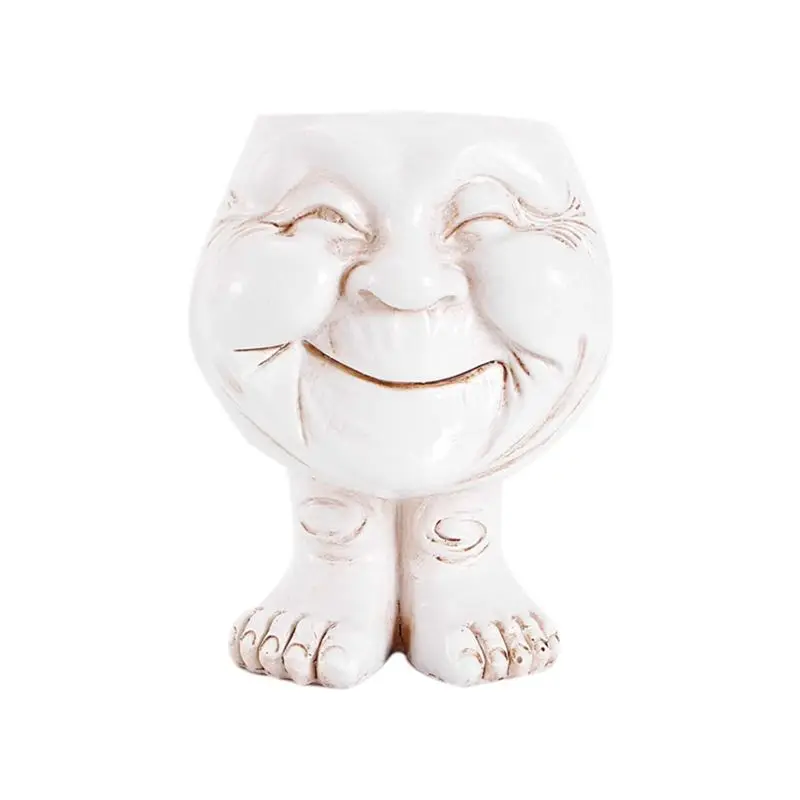 

AT84-Смешная скульптура из смолы в виде лица в цветочном горшке с забавным выражением, товары для сада