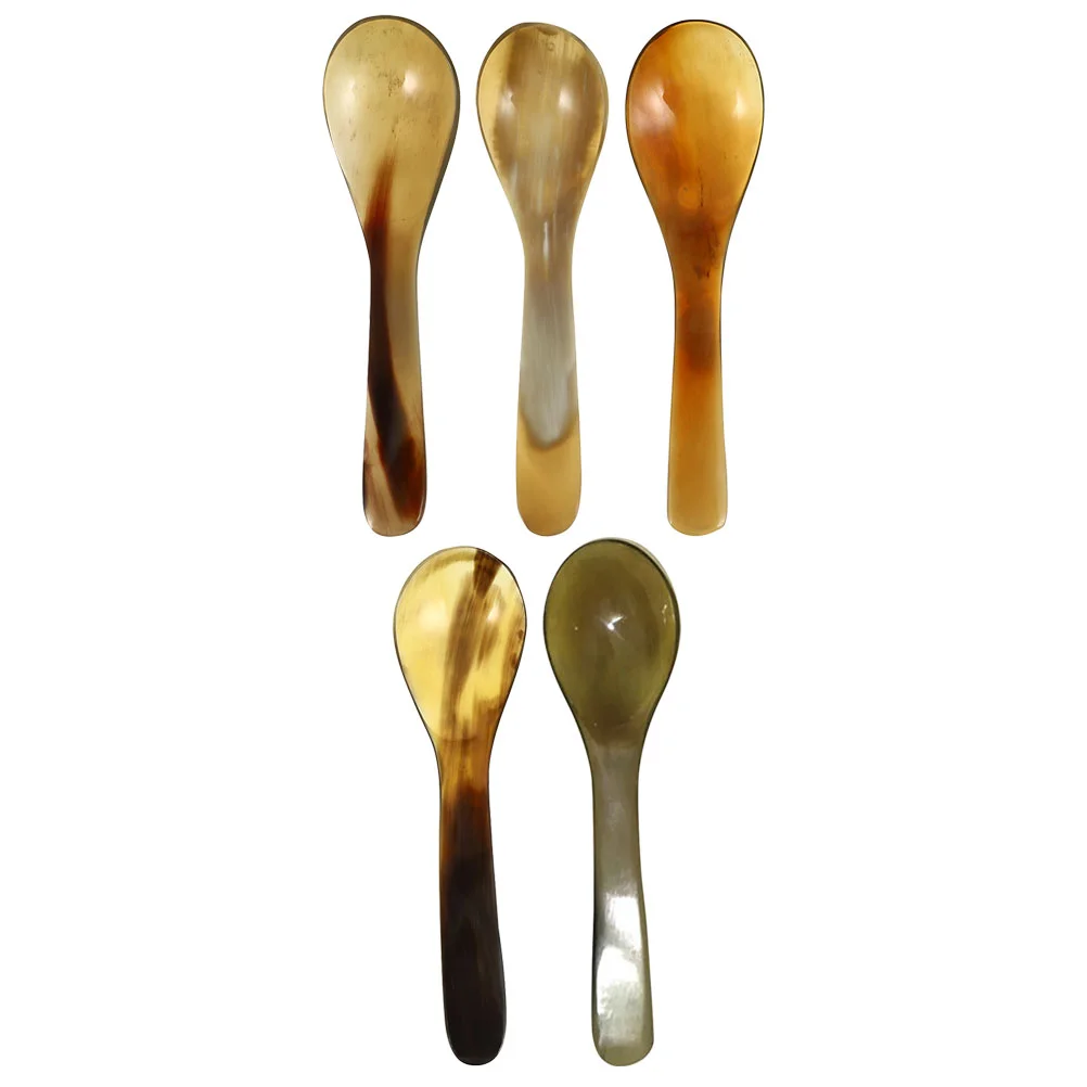 

5 Pcs Natural Horn Coffee Scoop Ice Cream (set 5) Burr-free Spoons Multi-use Tea Portable Espresso Horns