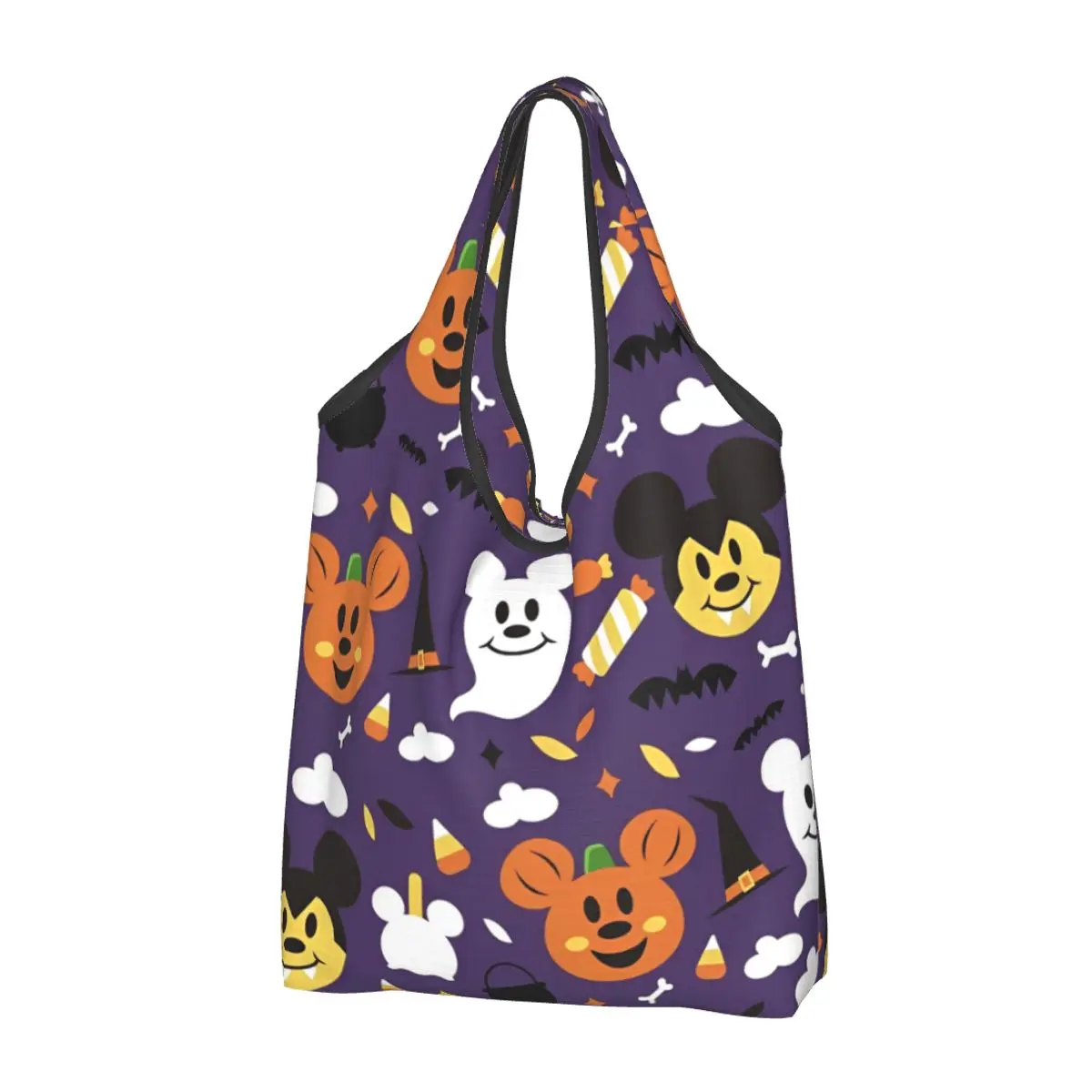

Mickey Mouse Reusable Shopping Grocery Bags Foldable 50LB Weight Capacity Halloween Eco Bag Eco-Friendly Durable