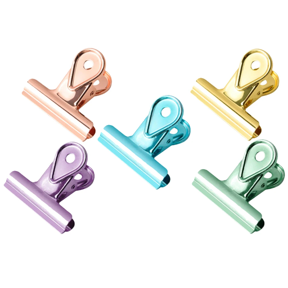 

5pcs 40mm Colorful Stainless Steel Long Tail Clips for Office Home School Paper Clamps Document Fixing Multi Function File