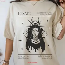 Triple Goddess T Shirt Hecate Greek Mythology Hekate Necromancy Whimsigoth Clothing Witchcore Witchy Stuff Freyja Hades