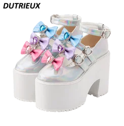 Fashion Lolita Japanese Style Bow Thick Bottom Platform Mary Jane Pumps Casual Elegant 2024 New Spring Autumn Women's Shoes