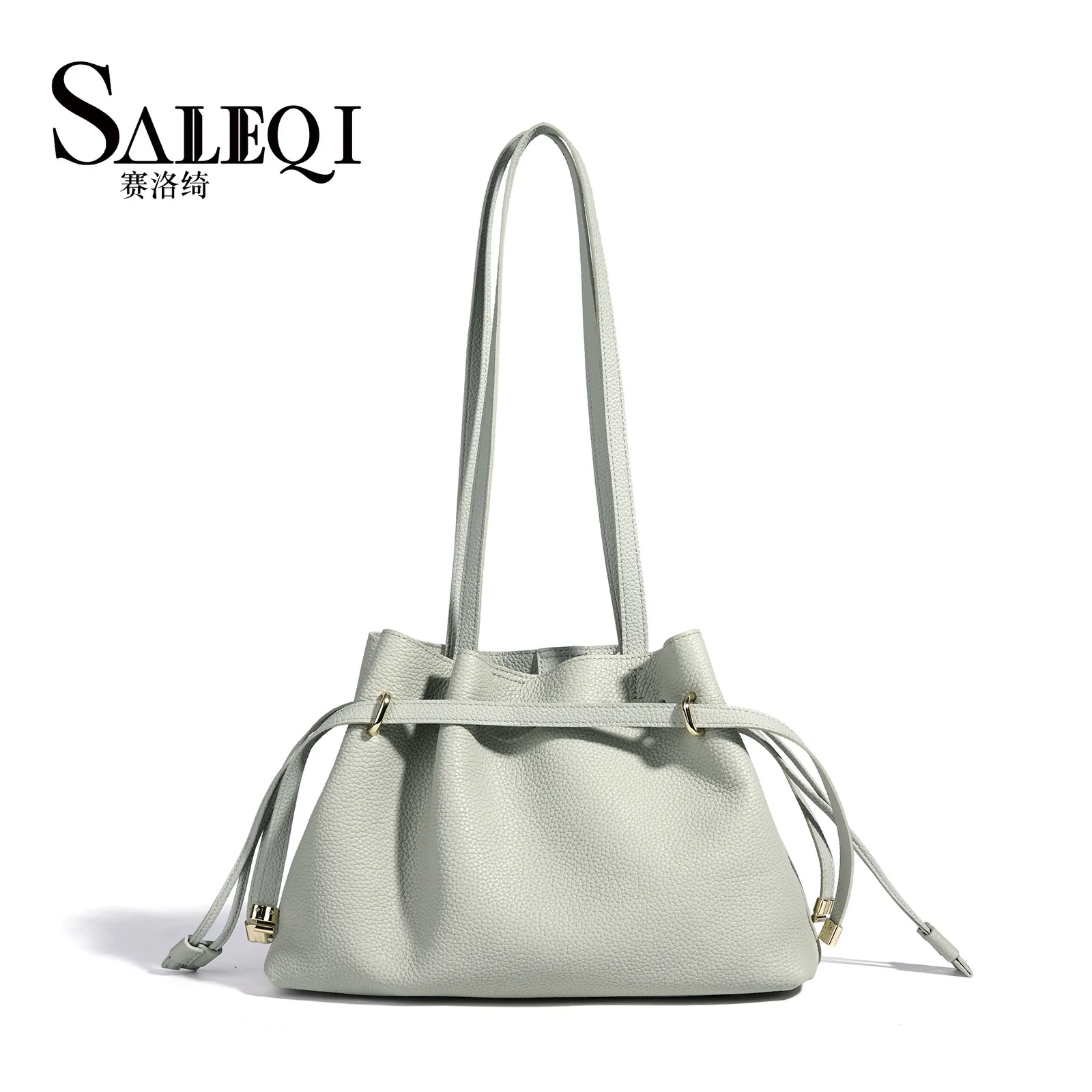 

Натуральная кожаная женская сумка через плечо класса люкс от дизайнерского бренда, сумка-ведро из воловьей кожи для женщин, 2026, сумка-тоут на шнурке