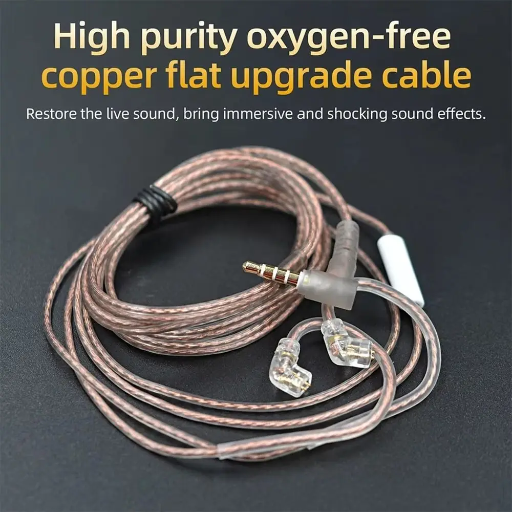 Oxygen-Free Copper Twisted Earphone Cable High-Purity Copper Transparent Black Headphone Replacement Cord Ear-Winding Design