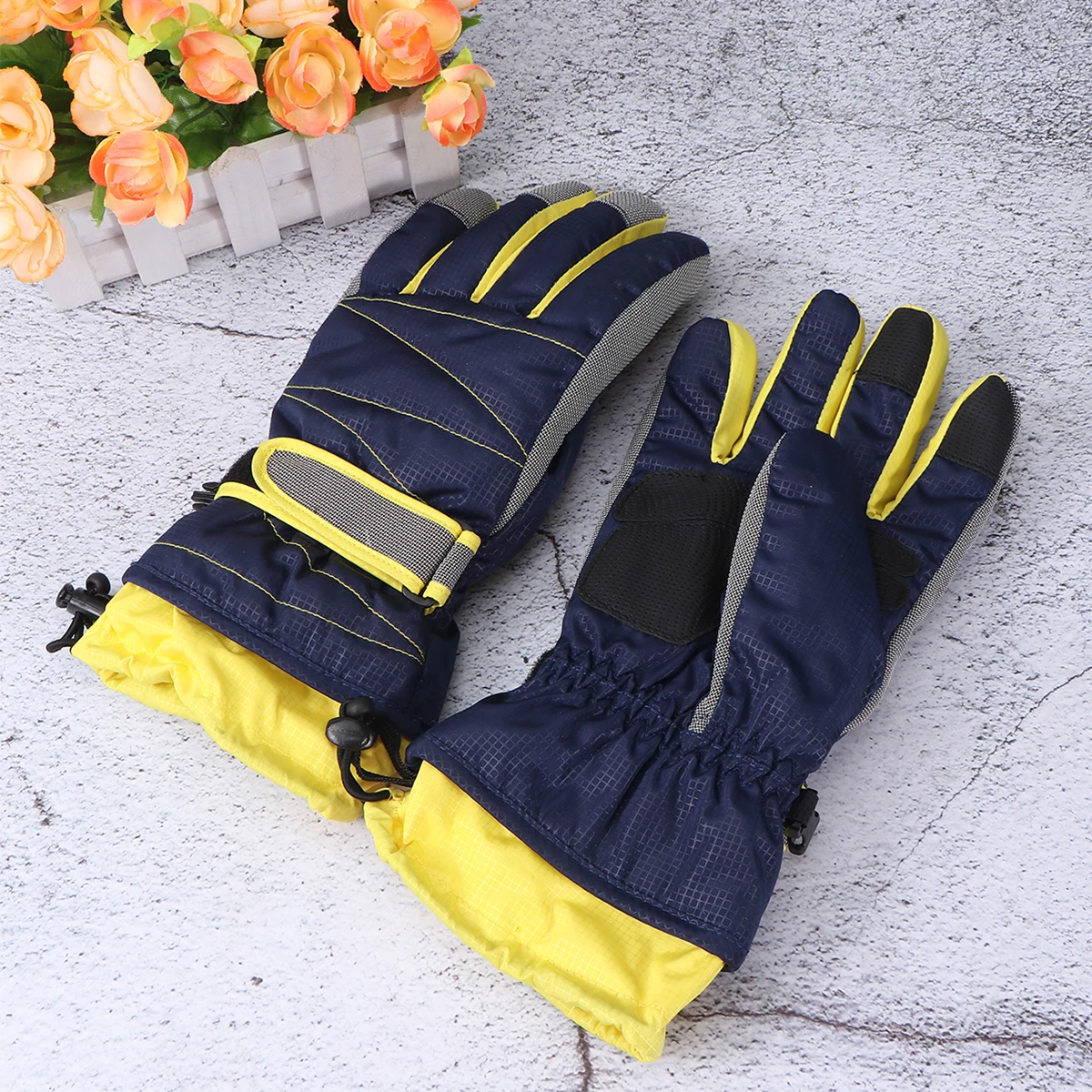 

【】Snow Skiing Gloves Super Warm Windproof Waterproof Long Cuff Gloves For Snowboarding Winter Riding Climbing Blue L