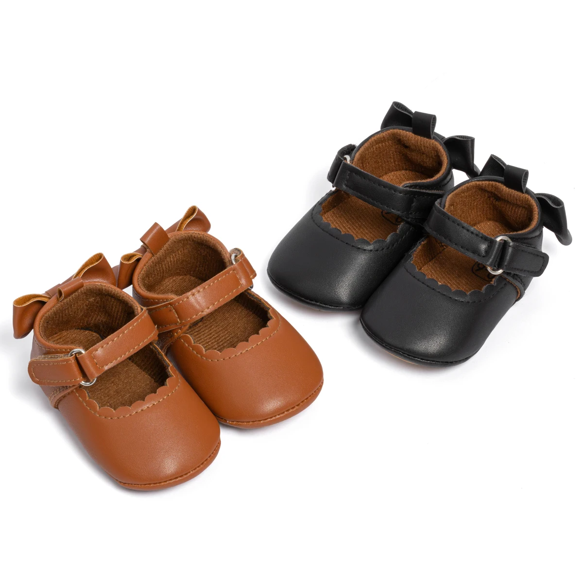 

2025 New Baby Leather Shoes Lace Border Bowknot Party Princess Shoes Lightweight Anti-slip Outdoor Toddler First Walkers