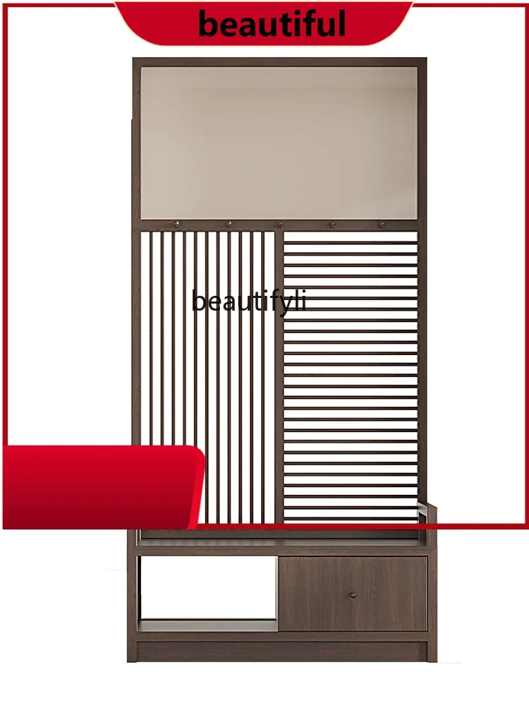 

New Chinese shoe cabinet, coat rack, entrance cabinet, integrated storage, solid wood door screen partition cabinet H