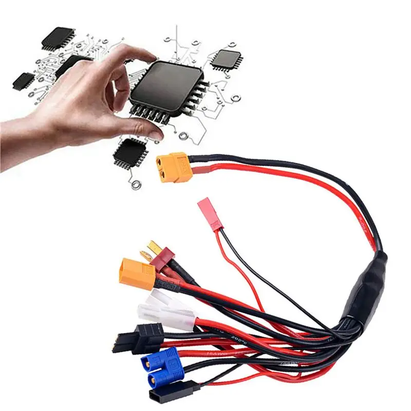 AS96-4X Eight In One RC Lipo Battery Splitter Cable Adapter Connector XT60 Plug To JST T Plug XT60 EC3 Futabas