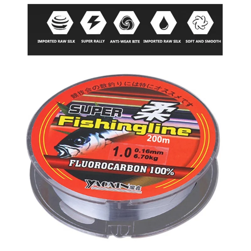 200M/219 Yard Nylon Fluorocarbon Fishing Main Line Tackle High Strength Freshwater Saltwater Fishing Wire