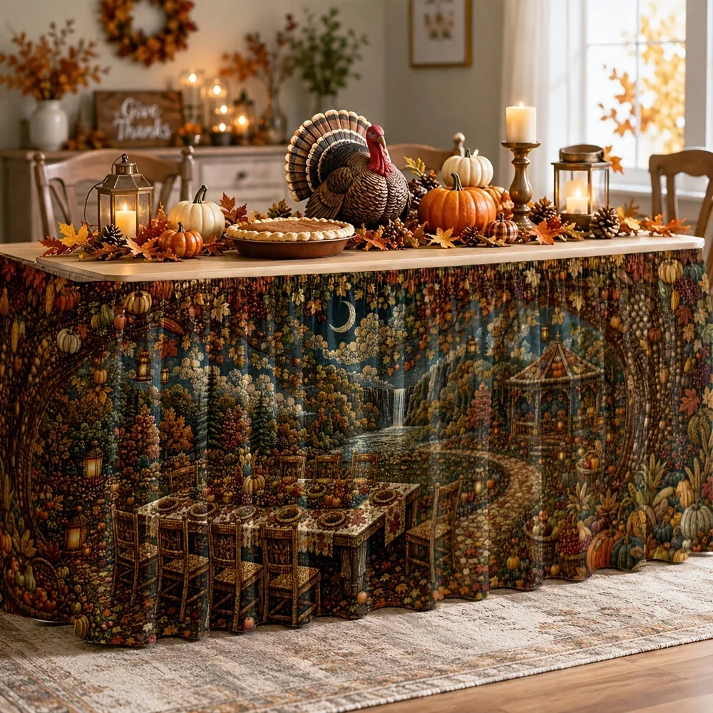 Table skirt / tableskirt Autumn harvest Open-air dinner Thanksgiving Day Halloween Day