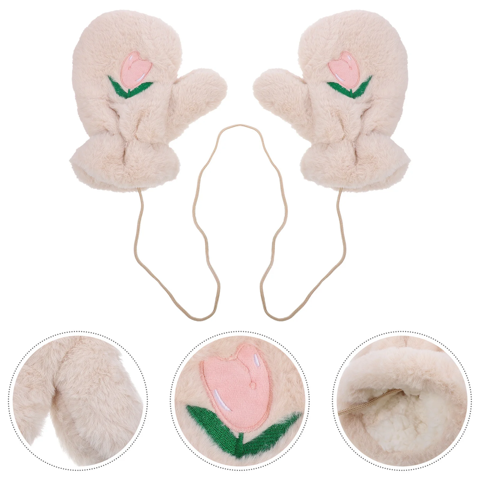 

1Pair Insulated Warm Gloves for Women Stylish Tulip Pattern Cold Weather Handwear Ideal for Camping Hiking Girls Present