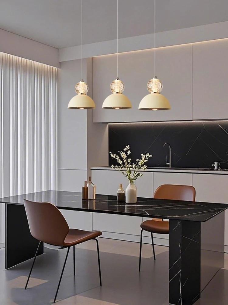 Restaurant pendant light Italian minimalist three headed crystal ball restaurant island counter living room pendant light