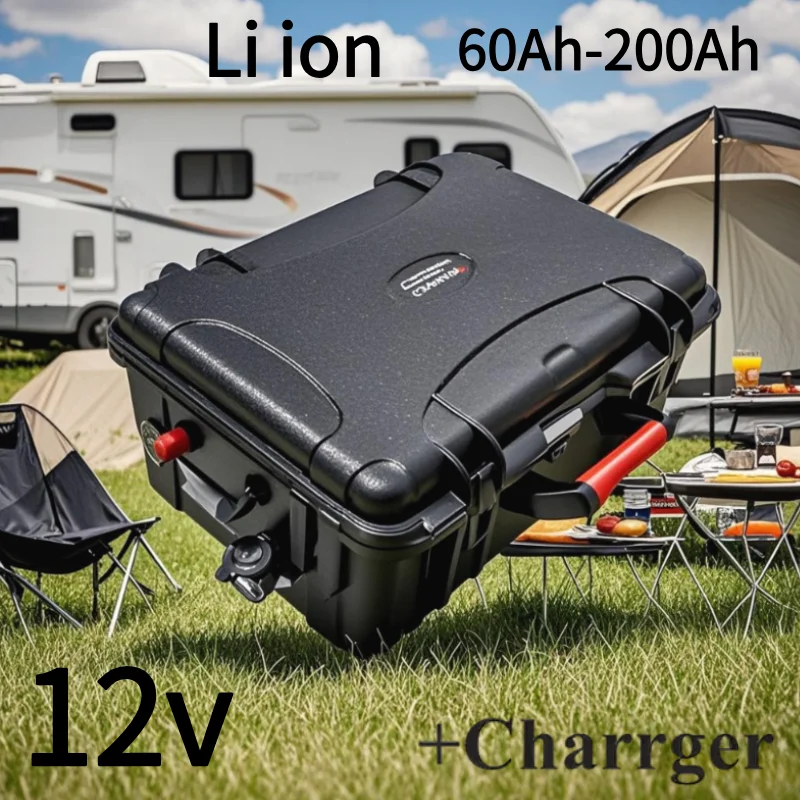 

waterproof rechargeable 12V 60Ah 80Ah 120Ah 150ah 180ah 200ah Lithium ion battery for trolling motor boat propeller 10A Charger