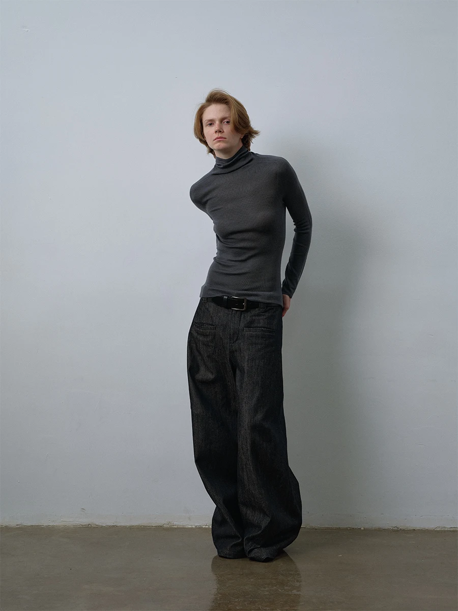 

Женская цельная шерстяная базовая кофта с высоким воротом, моющаяся, удобная для повседневной носки, Rare BellaYarn20S