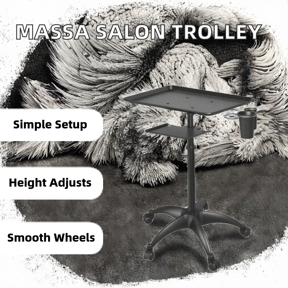 Plastic Adjustable Height Hair Salon & Tattoo Spa Multi-Functional Trolley with Caster Wheels and Brake 6KG