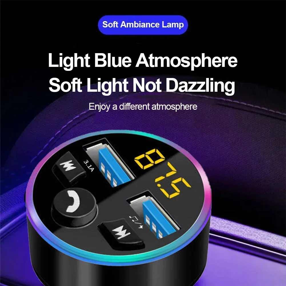 FM Transmitter Modulator with 2 USB Charging Ports Car Wireless Bluetooth 5.0 Auto Aux Radio Mp3 Player Music Hands Free Car Kit