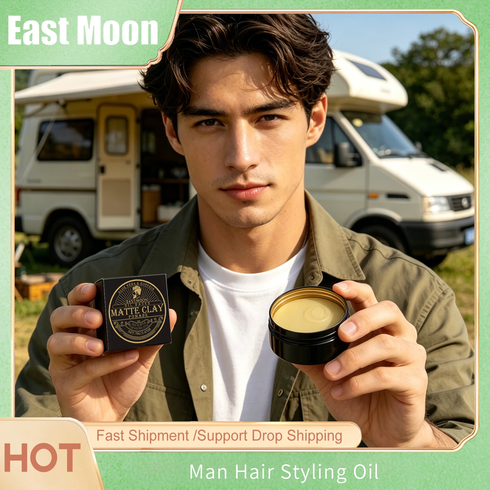 

East Moon Matte Hair Styling Pomade Strong Holding Keep Fixed Reduce Fluffy Edge Control Oil Control Portable Hairstyle Wax 70g