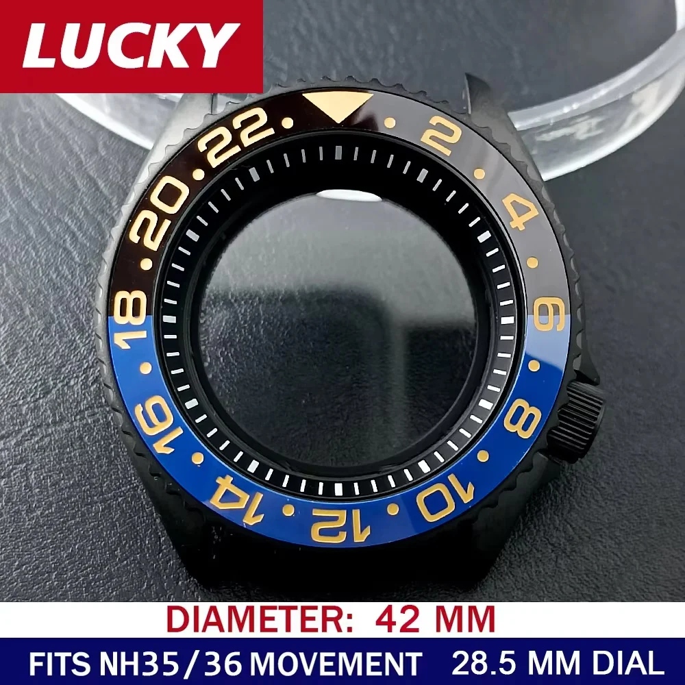 

NH35 42mm case Silvery/Black/Rose Gold Steel Case Fit NH34 NH36 Movement/Dial Convex Case Sapphire Glass 22mm Strap Watch Box