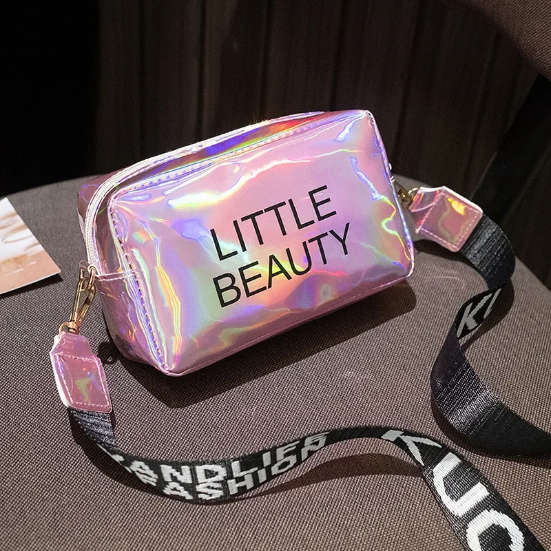 Bolso cruzado con láser para mujer, bandolera pequeña de PVC, de colores pastel, holográfica