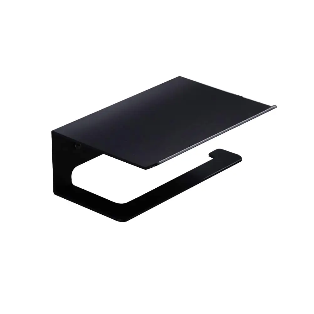 

Space Aluminum Toilet Paper Holder Tissue Rolls Storage Shelf Wall Mounted Mobile Phone Rack Bathroom Accessories Black