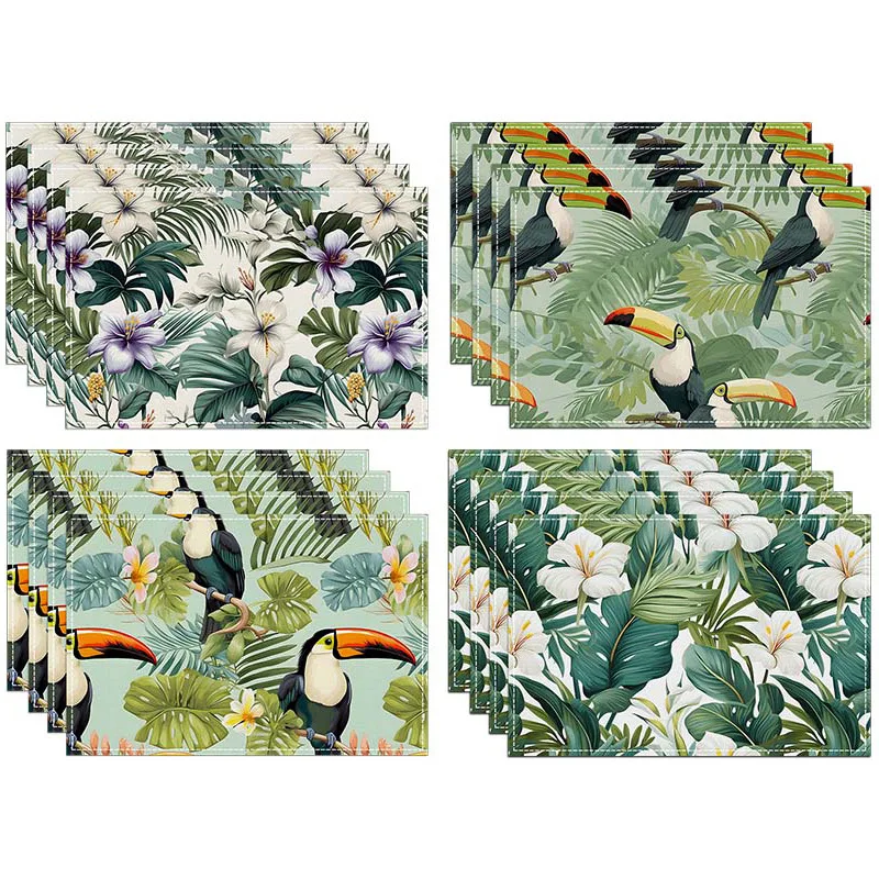 

Летние зеленые салфетки с растениями, новый изоляционный коврик с принтом чайки и цветка, скандинавская кухня, западный ресторан, декоративный обеденный стол