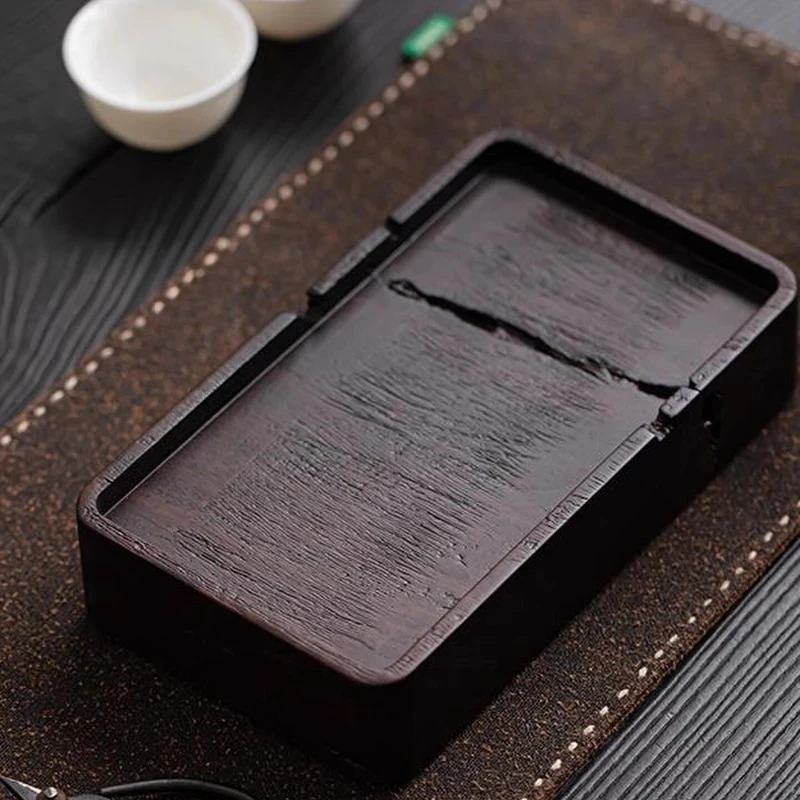 

Подставка для чайника из массива черного дерева ручной работы, поднос для чая, домашний винтажный столик ваби-саби для сухого заваривания, чайник, поднос для чая