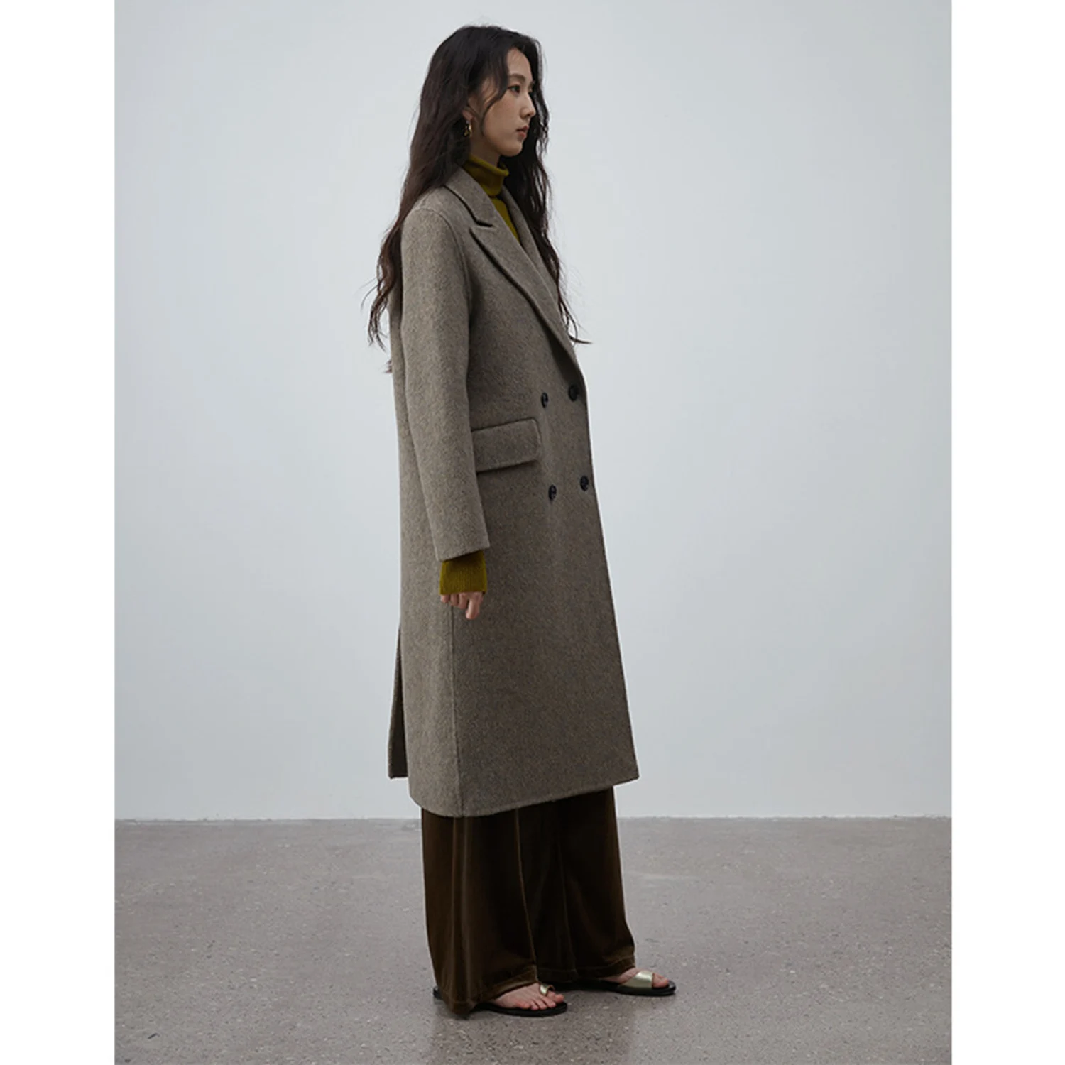 Damski garnitur Allingentle, długa marynarka, wełniana, modna, dwurzędowa kurtka na koktajl, do noszenia na co dzień, możliwość personalizacji.