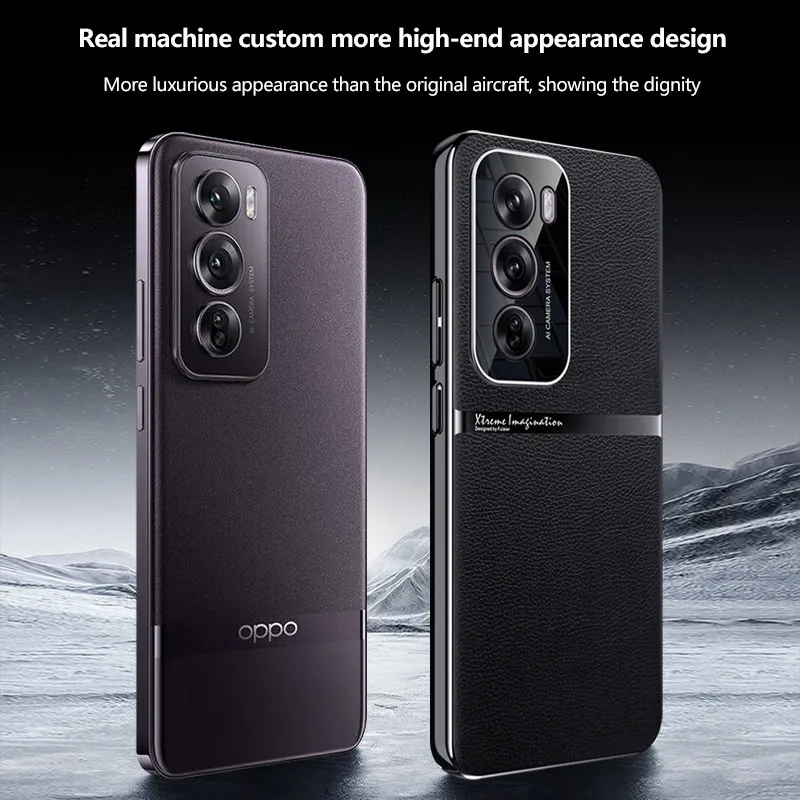 เคสโทรศัพท์หนังผิวสุดหรูสำหรับ Reno12Pro OPPO Reno12กรอบด้านหลังเคลือบด้วยไฟฟ้าแข็งปกป้องทุกส่วนของเครื่อง