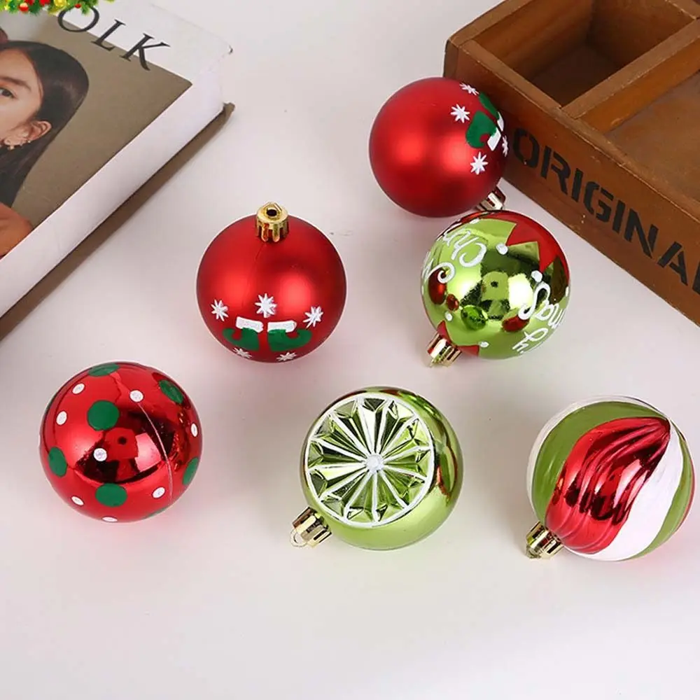 

20pcs 6cm Painted Christmas Balls Set Cartoon Unique Electroplated Christmas Hanging Balls Festival Plastic