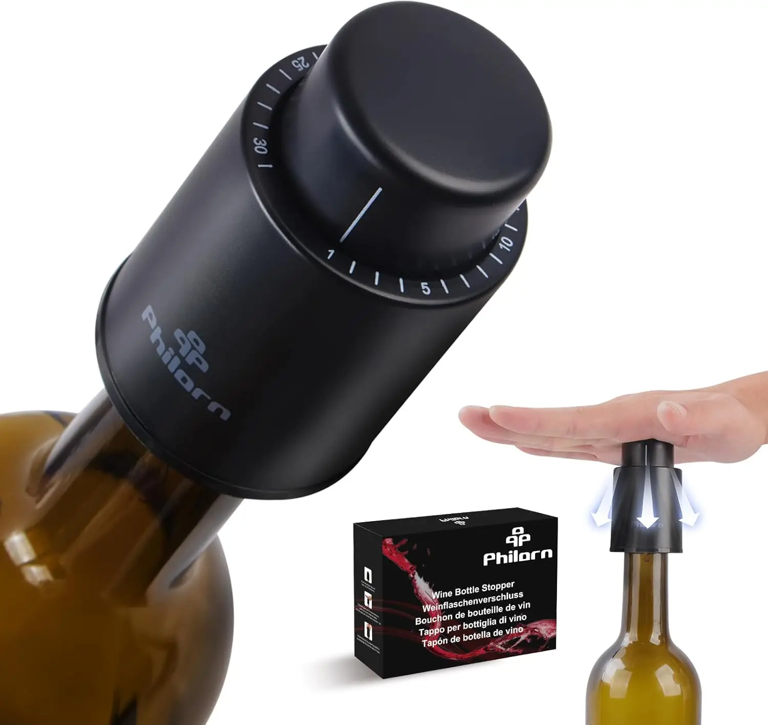 

2-Pack Vacuum Wine Stoppers, Reusable Cork Covers to Keep Wine Fresh After Opening - Ideal Gift