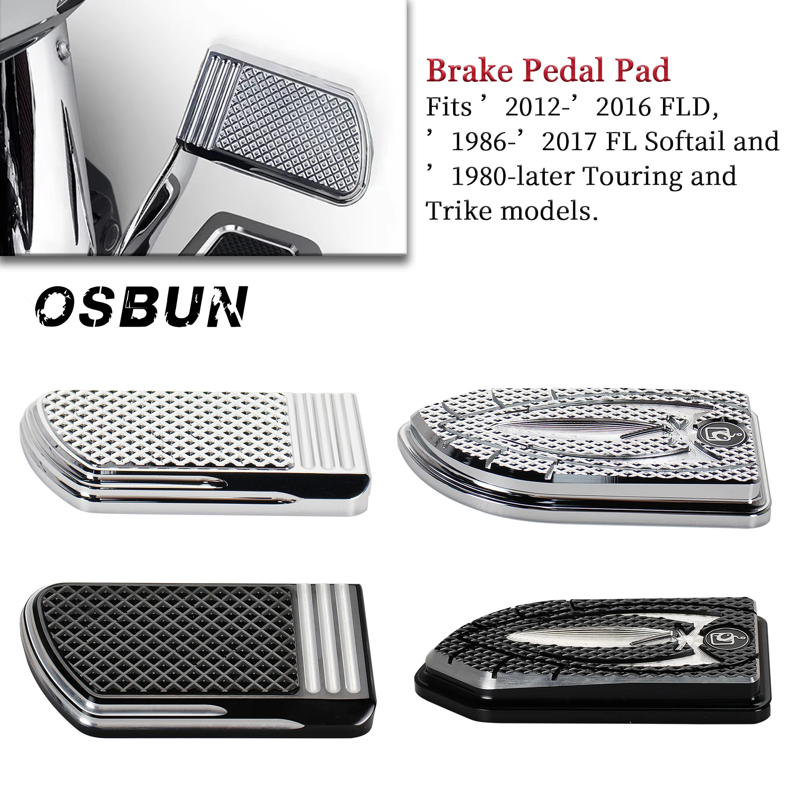 Motorcycle Large Foot Pegs Brake Lever Pedal Pad for Harley 1980-2023 Trike Touring Models Road Glide, Road King, Electra Glide