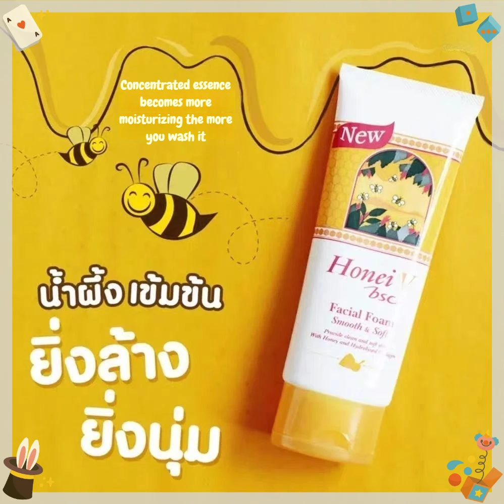 Thai Honeibsc Honey Whitening Foaming Facial Cleanser Cleanser Unclog Pores Clear Acne Refresh Skin Face Care Cleansing Foam