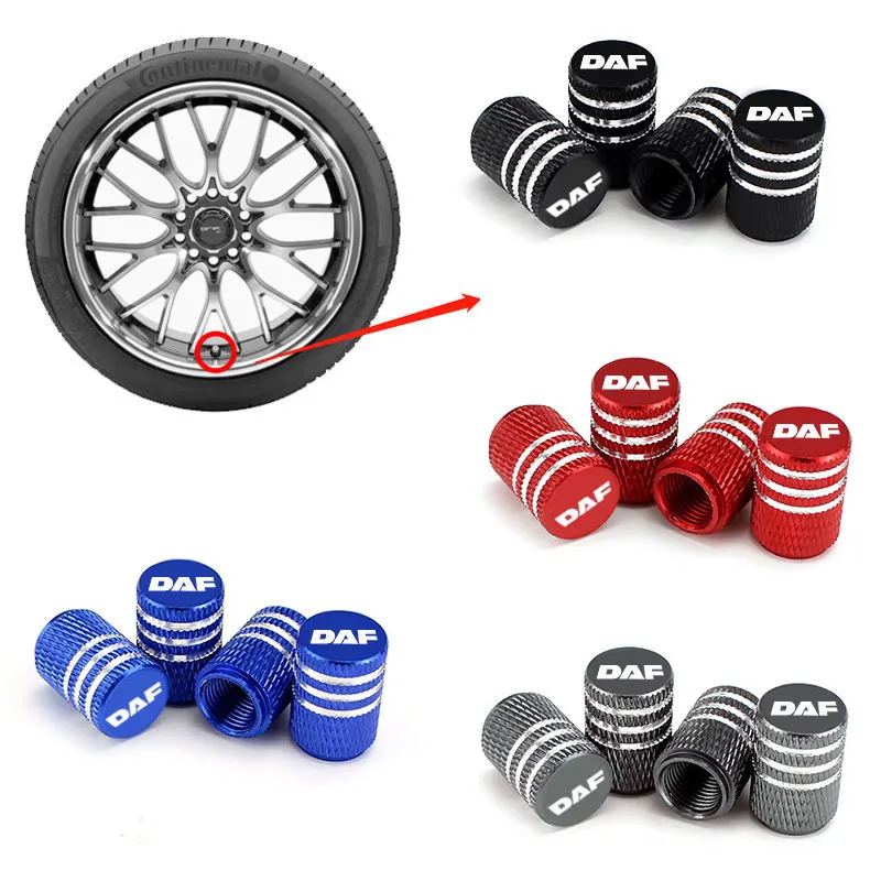 Car Tire Valve Caps Aluminum Alloy Hub Laser Modification Wheel Tire Decorative Accessories for DAF 106xf 105 cf85 Truck lf van