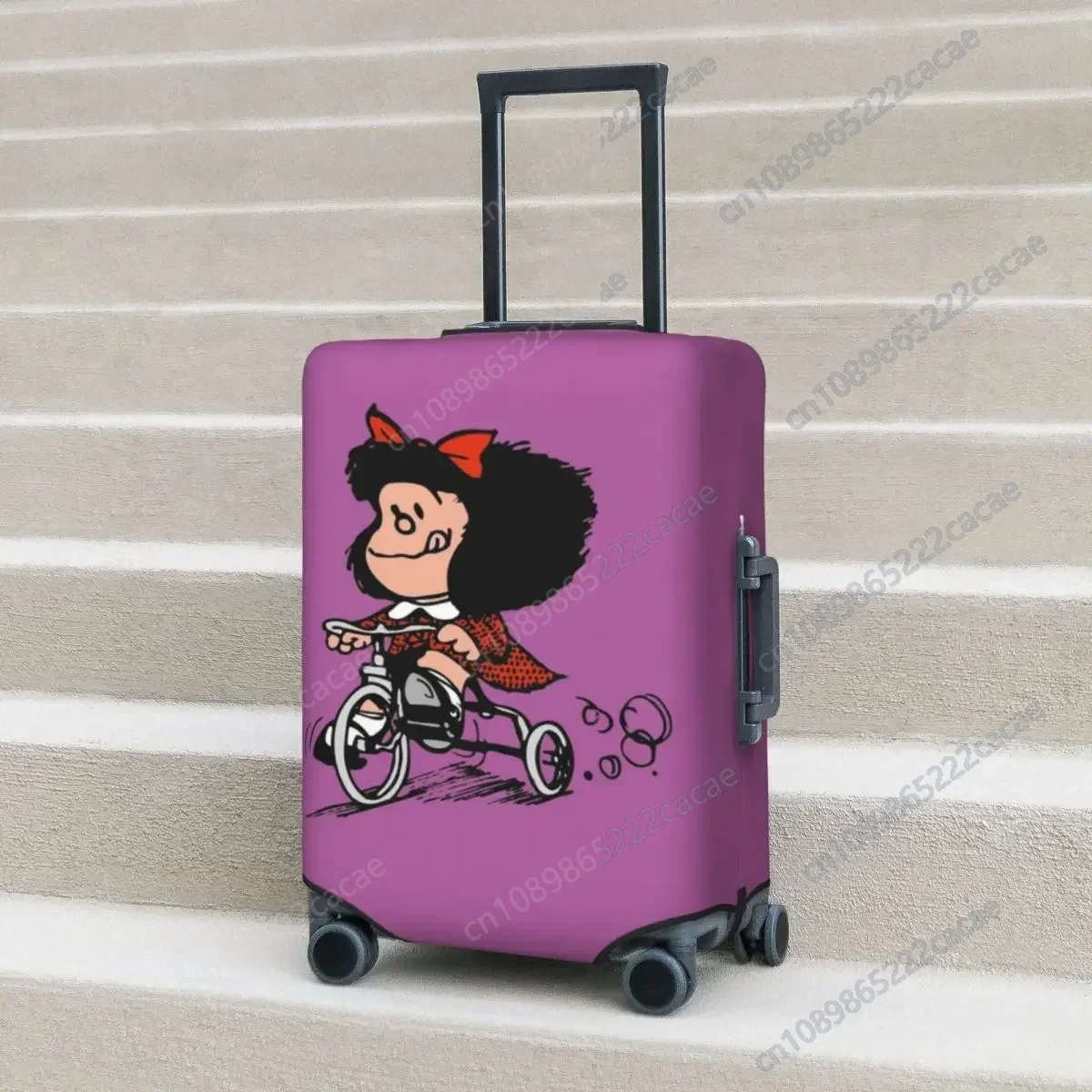 Funny Mafalda Suitcase Cover Cartoon Business Cruise Trip Protector Holiday Strectch Luggage Accesories